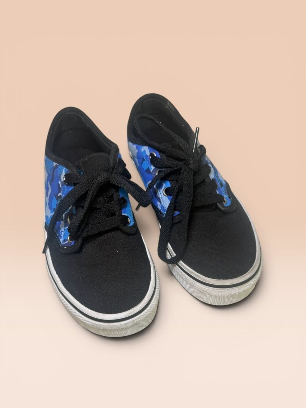 Vans Atwood Youth Black Blue Camo Sneakers Size 1